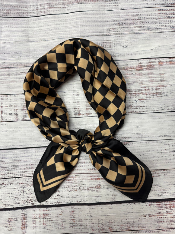 Khaki & Black Checkered Twilly