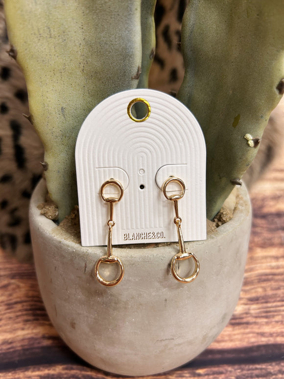 Gold Horse Bit Drop Earring