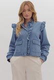 Danna Solid Cropped Denim Jacket