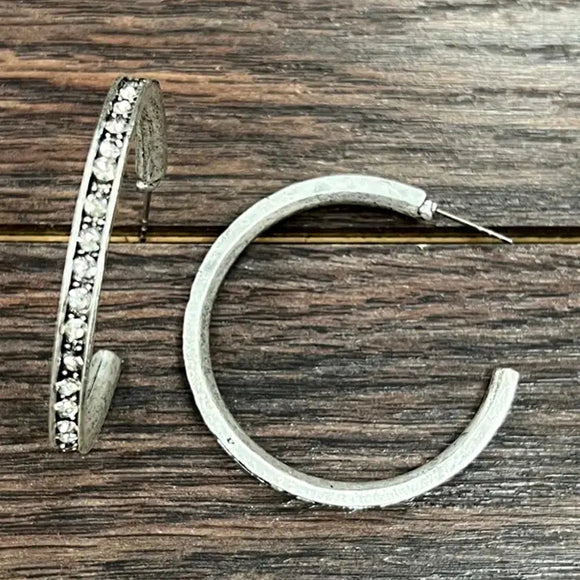 Crystal Hoop Stud Earrings