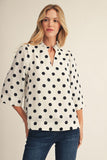 Mayes Polka Dot 3/4 Slv Top
