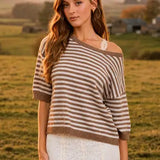Halle Stripe Short Sleeve Sweater