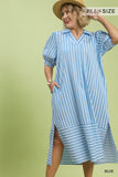 Brylee Striped Puff Sleeve Midi Dress