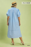 Brylee Striped Puff Sleeve Midi Dress