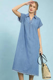 Peyton Collared Denim Midi Dress