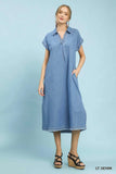 Peyton Collared Denim Midi Dress