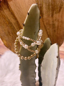 Charlie Gold & Pearl Bracelet Set