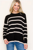 Rylie Stripe Crew Neck Sweater-Black