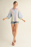 Raegan Stripe Mix-Match Button Top
