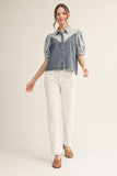 Kraylin Button Washed Denim Top