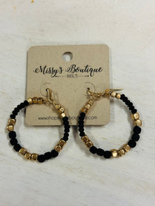 Gold/Black Circle Dangle Earrings