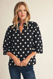 Mayes Polka Dot 3/4 Slv Top