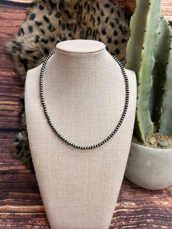 Faux Navajo 3mm Pearl Necklace