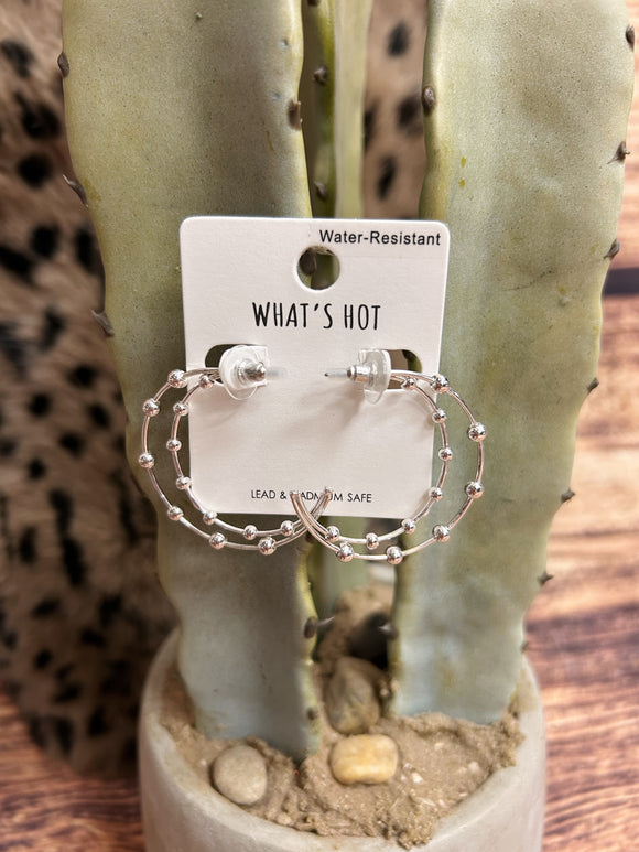 Silver Layered Graduated Beading Earrings