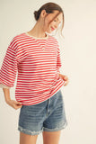 Trin V-notched Stripe Top