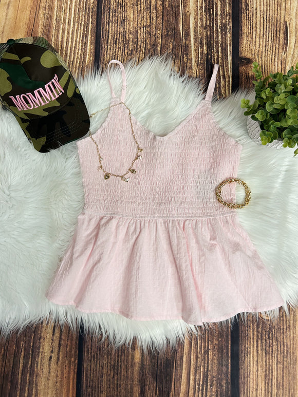 Brin Eyelet Tank Top- Blush