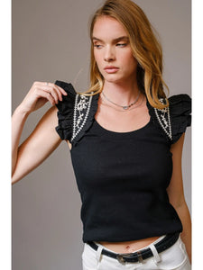 Maxi Embroidered Ruffle Tank