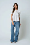 Maci Embroidered Lace Trim Top