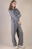 Tori Piping Detail Quarter Zip Set Grey