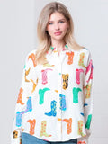 Carley Colorful Boot Printed Button Up
