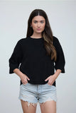 Deliah Heathered Half Sleeve Boxy Pullover