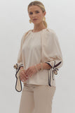 Atlas 3/4 Sleeve Bow Top-Cream