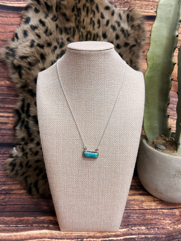 Turquoise Bar Sterling Silver Necklace