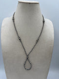 3-6mm 18" Silver Plated Round Copper Pearl Loop Necklace