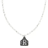 Western Initial Cattle Tag Necklace