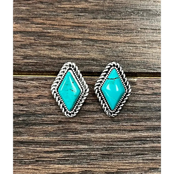 Diamond Turquoise Stud Earrings