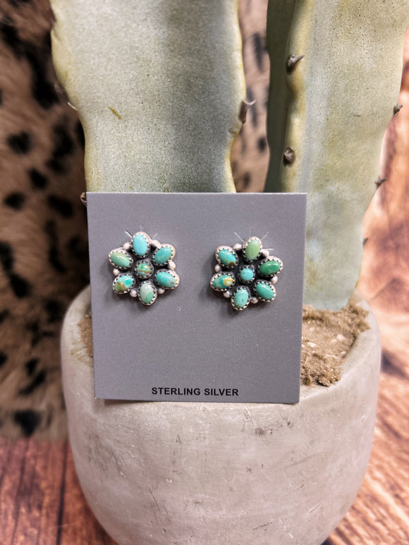 Turquoise Flower Stud Earrings