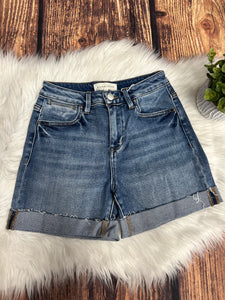 Risen Cuffed Medium Wash High Rise Shorts