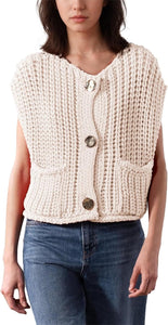 Chunky Sweater Vest Cardigan-Ivory