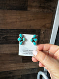 Kingman Turquoise Stud Earrings – Sterling Silver – Navajo Made by Marcella James