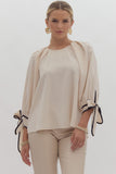 Atlas 3/4 Sleeve Bow Top-Cream