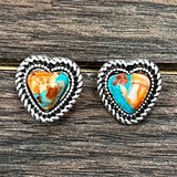 9mm Heart Gemstone Stud Earrings