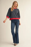 Darlene Stripe 3/4 Sweatshsirt
