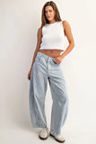 Miley Pinstriped Barrel Jeans