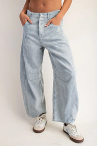 Miley Pinstriped Barrel Jeans