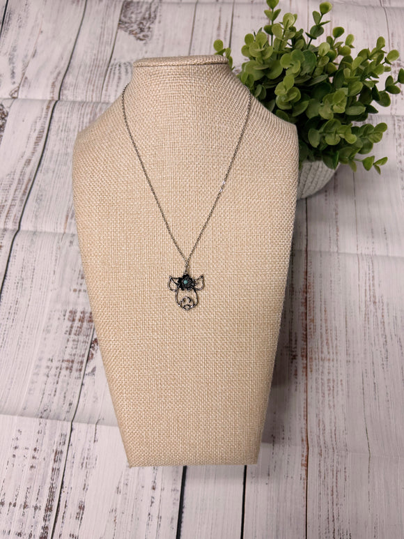 Pig Silver Flower Necklace