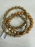 Three Beaded Stand Gold Detail Bracelet Stack