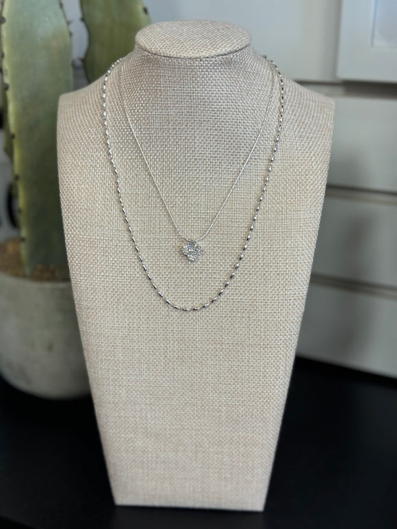 Double Layered Knot Chain Necklace SILVER