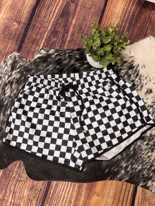 Savannah Black Checkered Shorts