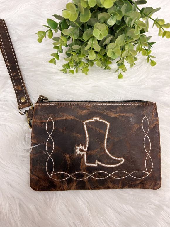 Boot Stitched Wristlet Bag