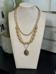 Gold Triple Chain Necklace Gold