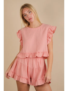 Brynn Blush Ruffle Short Set