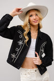 Leila Floral Braided Denim Jacket