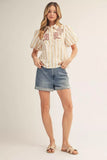 Cassie Striped Western Embroidery Top