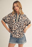 Charli Front Zip Leopard Top