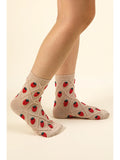 Strawberry Printed Crew Socks